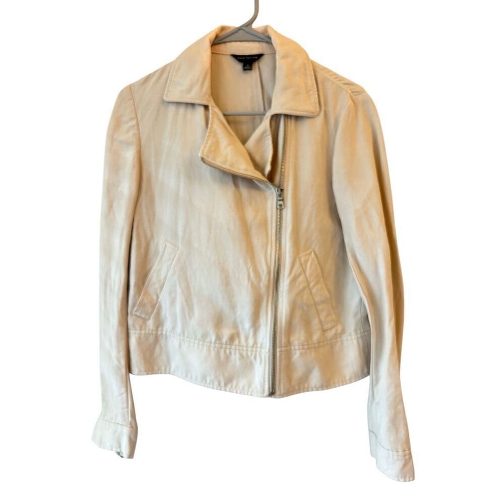 Ann Taylor Linen Moto Jacket Dusty Pink sz S girly rock